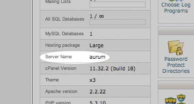 cPanel servernaam